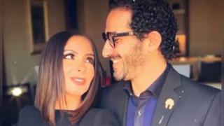 إطلالة جديدة للفنانة منى زكي وأحمد حلمي