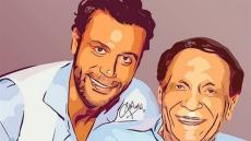 الزعيم عادل إمام يشارك جمهورة بصورته مع نجله محمد